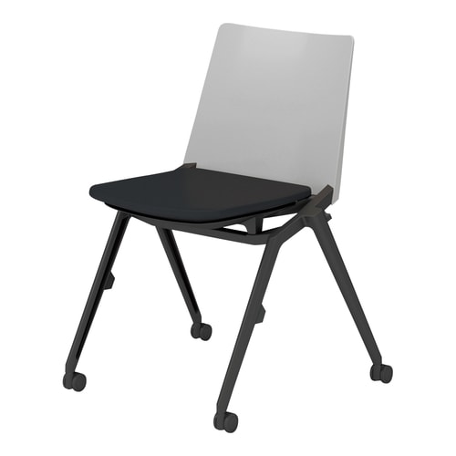 スタッカ 黒キャスター脚 背グレー 座黒 肘無