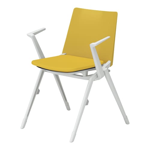 スタッカ 白固定脚 イエロー 肘付