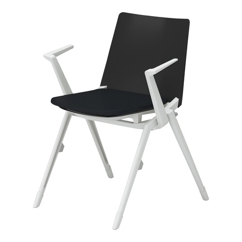 スタッカ 白固定脚 ブラック 肘付