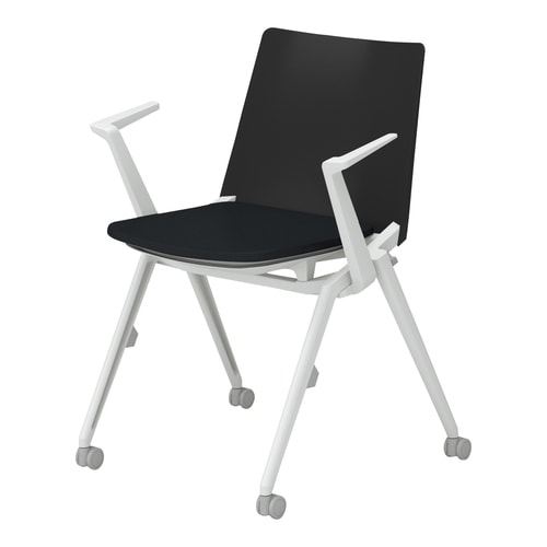 スタッカ 白キャスター脚 ブラック 肘付