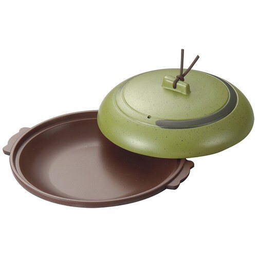 M10−555 アルミ丸陶板焼 18cm うぐいす