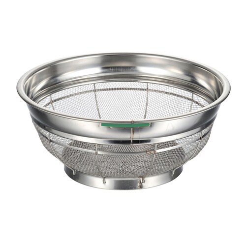 18−8浅型ザル荒目カラーバー付 46cm 緑