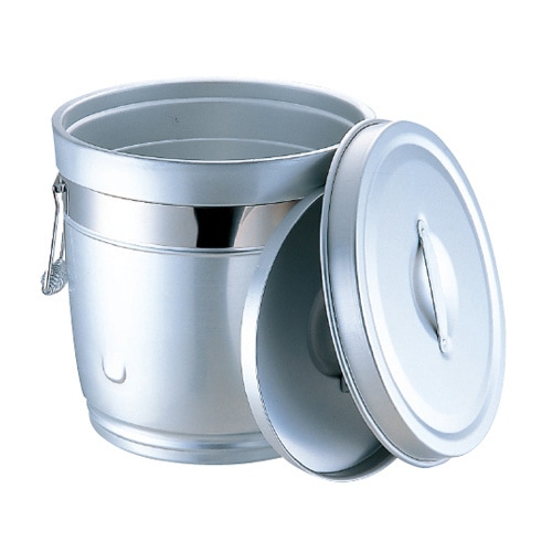 231シルバーアルマイト 丸型二重中蓋式食缶 6L