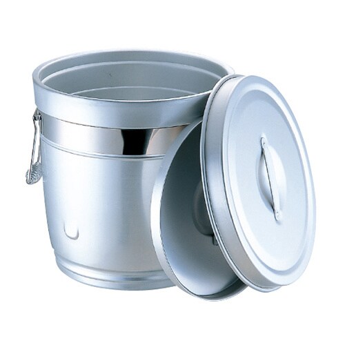 233シルバーアルマイト丸型二重中蓋式食缶 12L