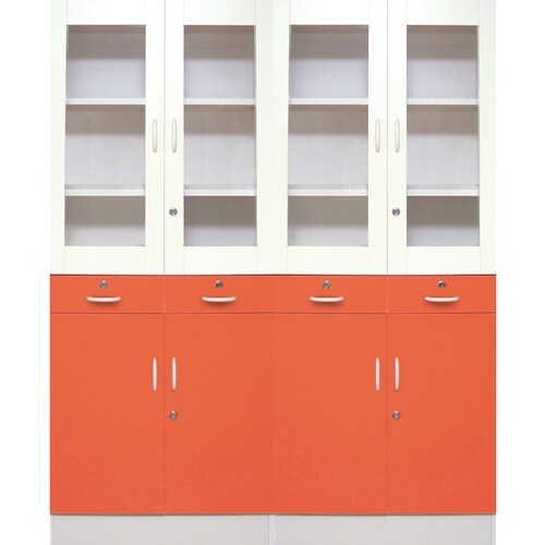 移動式薬品戸棚 オレンジ 150×40×180cm