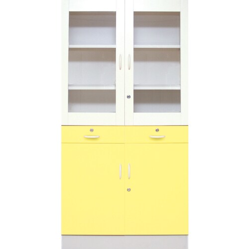 移動式薬品戸棚 イエロー 90×40×180cm