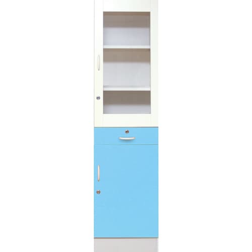 移動式薬品戸棚 ブルー 60×40×180cm