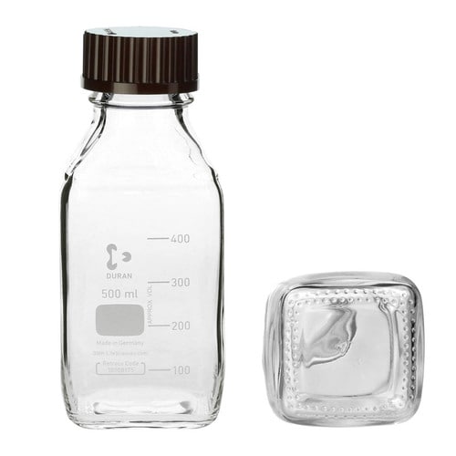 ねじ口 角びん 透明赤キャップ 500mL10本