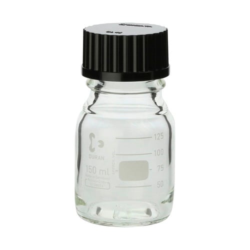 ねじ口びん(メジュームびん)黒キャップ付150mL