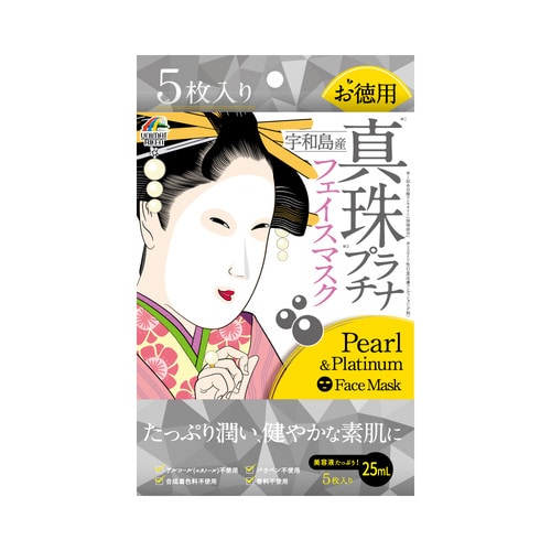Uリケン 真珠とプラチナのフェイスマスク 5枚入