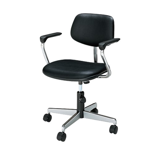 事務用回転イス20シリーズ レザー黒 L肘 軟床用