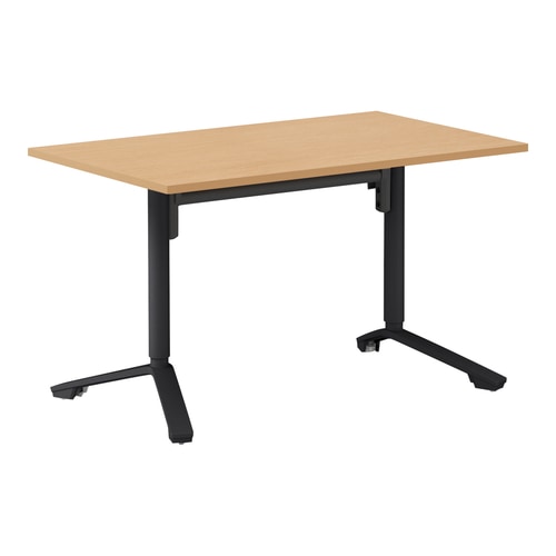 イニシア角形W12D7天板Nオーク端Nオーク脚黒