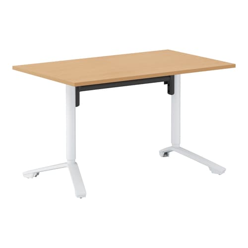 イニシア角形W12D7天板Nオーク端Nオーク脚白