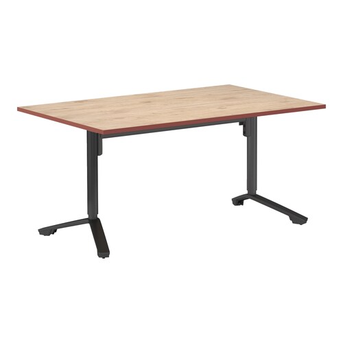 イニシア角形W15D9天板エイジドN端赤脚黒