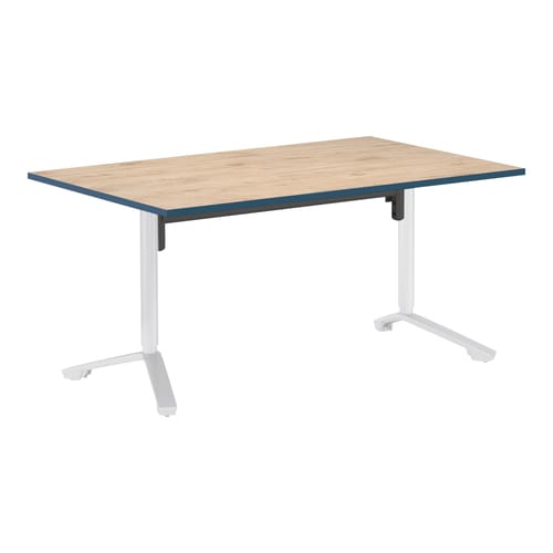 イニシア角形W15D9天板エイジドN端青脚白