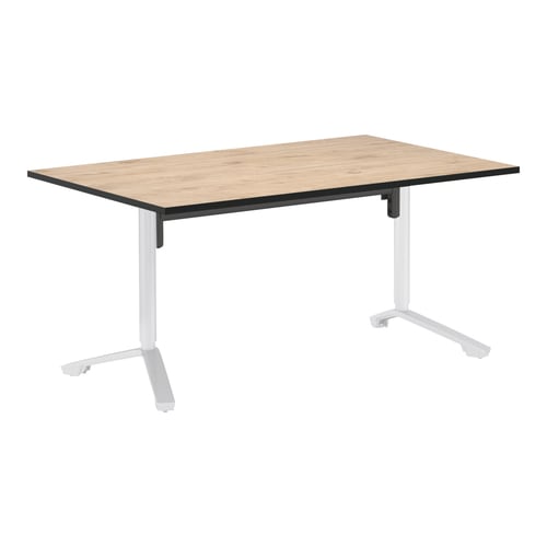 イニシア角形W15D9天板エイジドN端黒脚白