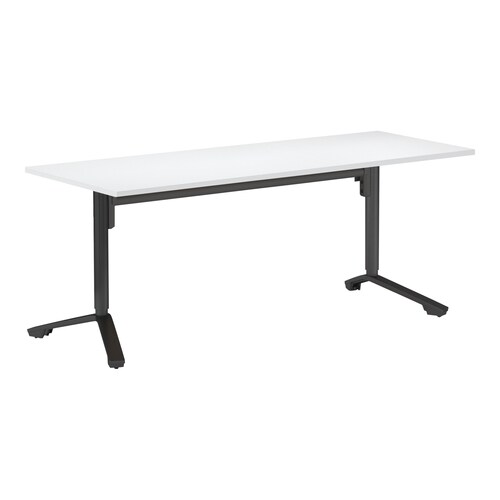 イニシア角形W18D7天板ホワイト端白脚黒