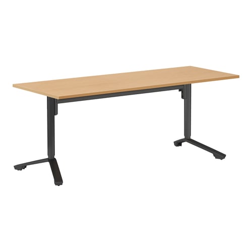 イニシア角形W18D7天板Nオーク端Nオーク脚黒