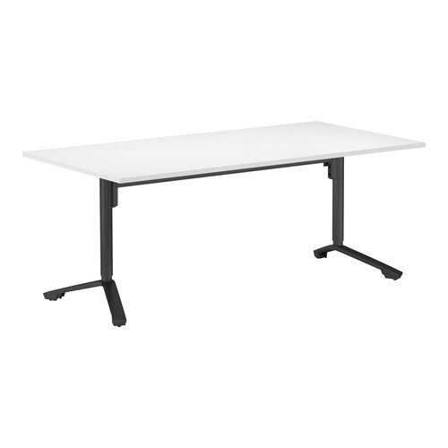 イニシア角形W18D9天板ホワイト端白脚黒