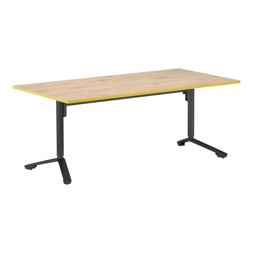 イニシア角形W18D9天板エイジドN端黄脚黒