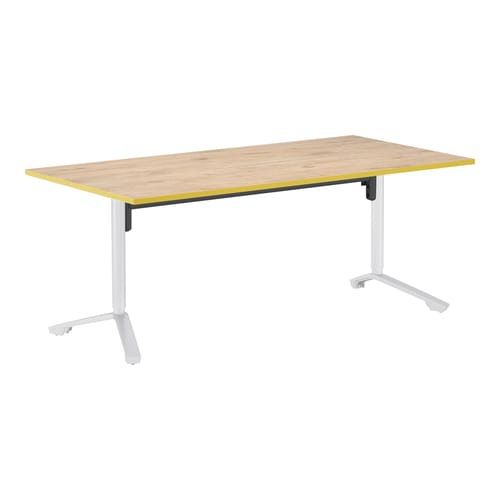 イニシア角形W18D9天板エイジドN端黄脚白