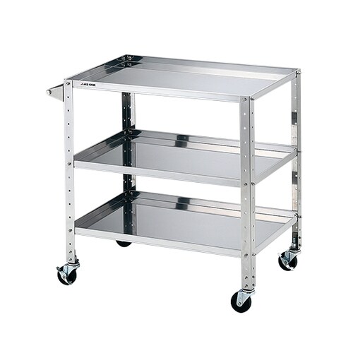 ステンレスヘビーワゴン 枠付きラージ3段