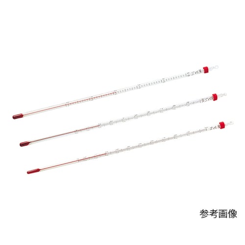 赤液棒状温度計 0から+200℃ 2本入