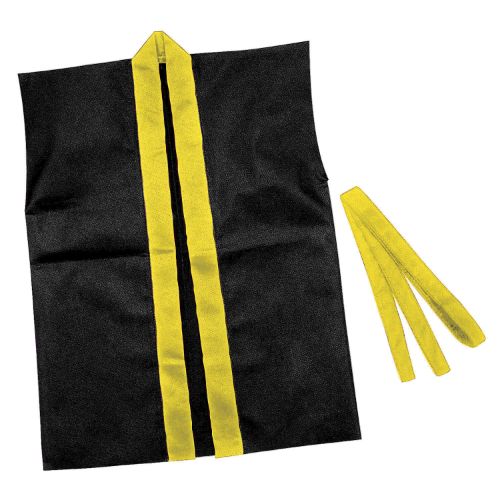 カラー不織布ハッピ子供用袖無 S黒(黄襟)