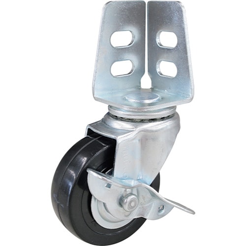 アングル式ゴムキャスター自在S付きΦ75