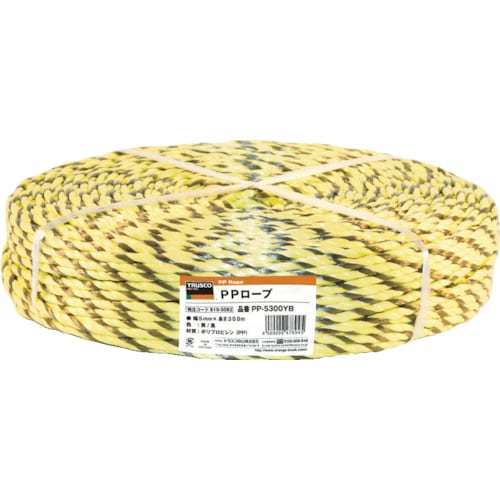 PPロープ 幅5mm×長さ300m 黄黒