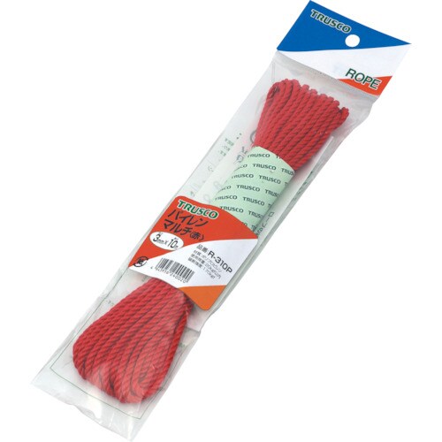 パイレンカラーロープ3つ打線径5mmX長さ10m赤