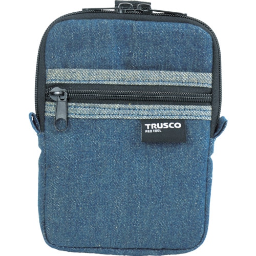 デニムコンパクトケース2ポケットブルー