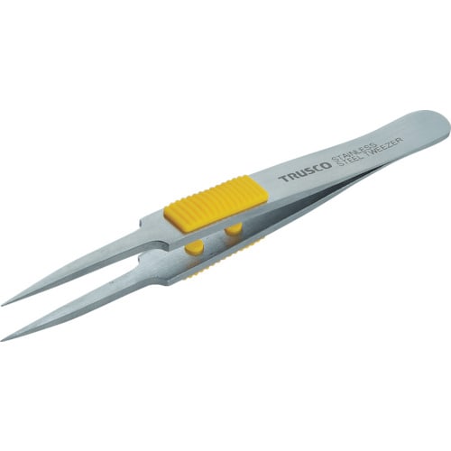 ラバーグリップ付SUSピンセット115mm極細鋭型