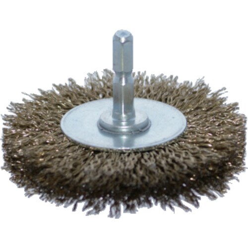 軸付ホイールブラシφ75X軸6.35真鍮メッキ鋼線