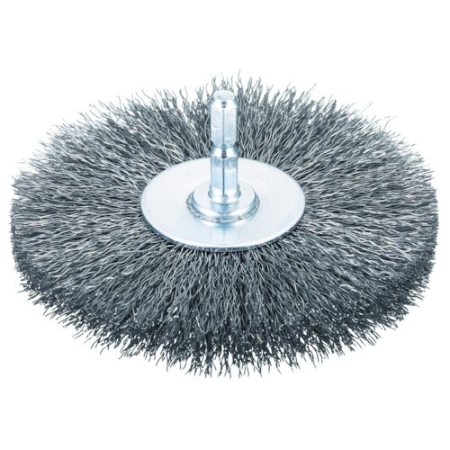 軸付ホイールブラシφ100X軸6.35鋼線0.3