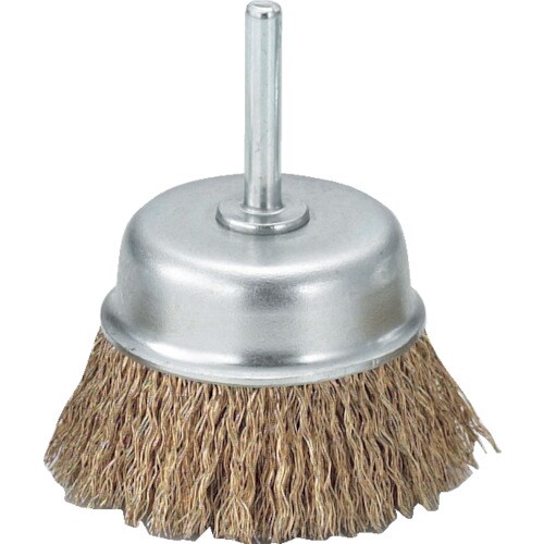 軸付カップブラシφ65X軸6真鍮メッキ鋼線