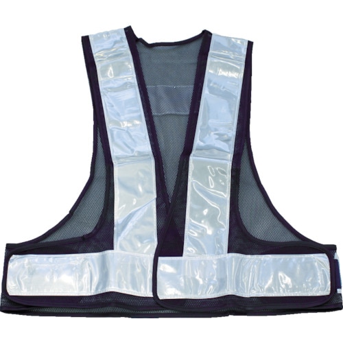 70mm幅反射材付安全ベスト紺/シルバー反射