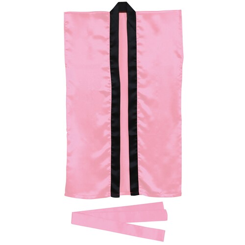 サテンロングハッピ 桃 S(ハチマキ付)