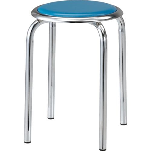 丸イスメッキ仕上げ脚径320XH445ブルー