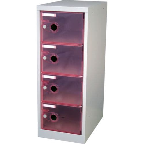 スケルトンロッカー1列X4段レッド