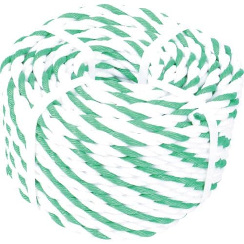 標識ロープ7.5mm×20m白・緑