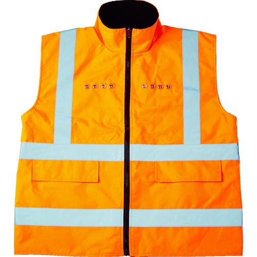 フリース付安全ベストLED付オレンジ