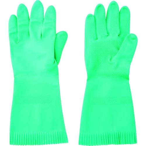 天然ゴム厚手手袋裏毛なしSサイズグリーン