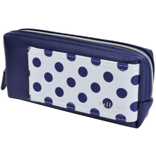 ペンケース ベロウズ ドットネイビー×2