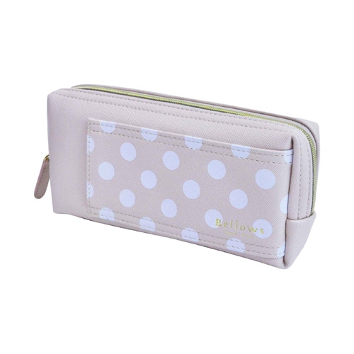 ペンケース ベロウズ ドットピンク×2