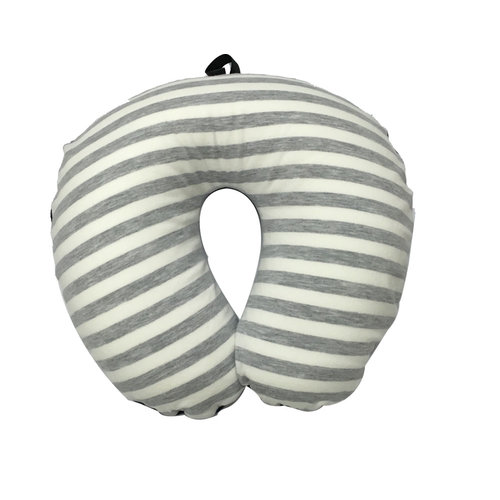 ビーズ ピロー ボーダー グレー