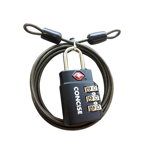 ダイヤルロック 3桁 ワイヤー付 ブラック×2