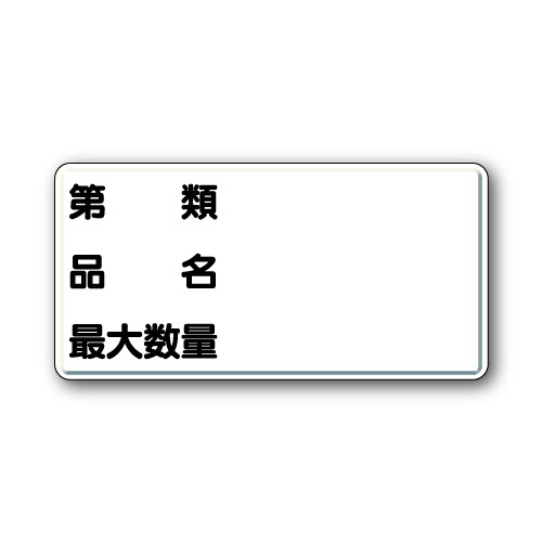 鉄板製危険物標識 ヨコ型 第類・品名・最大数量