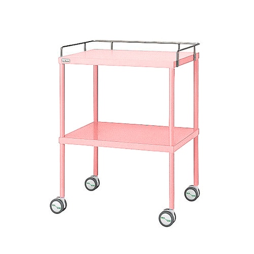 カラフル回診車 手摺付 ピンク 616×450