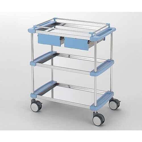 回診車 引出付 3段ブルー 790×450×909